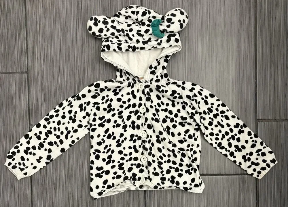 Gymboree Fancy Dalmatian Hooded Knit Sweater Cardigan Size 3T Puppy Dog 3D Ears